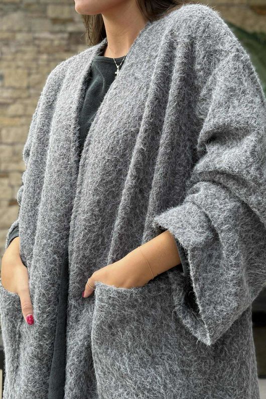 Norbury Japanese Duster Coat Grey Marl /10=